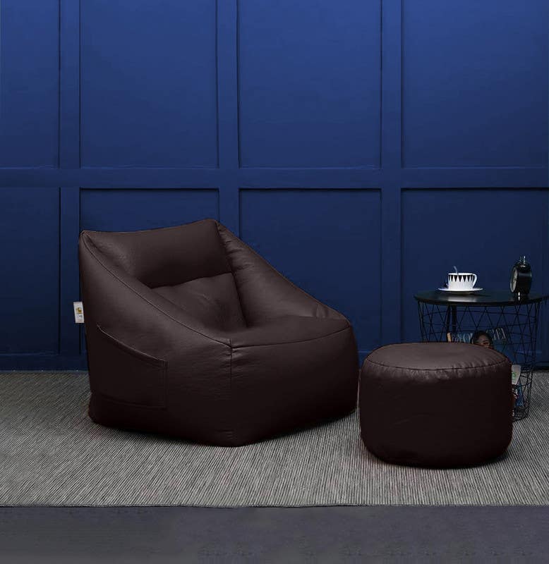 Comfy Relaxation Bean Bag, Leather, 97x70x85 - Brown