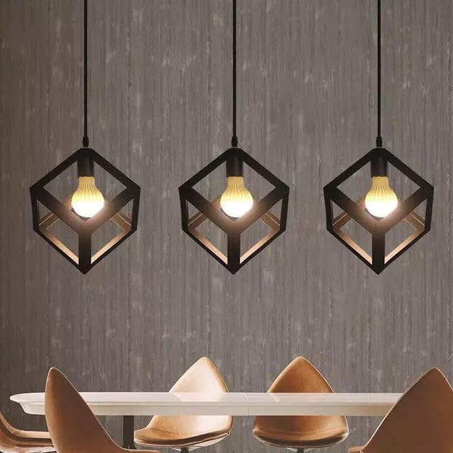 Modern Triple Chandelier, 80x50x20 cm - Black