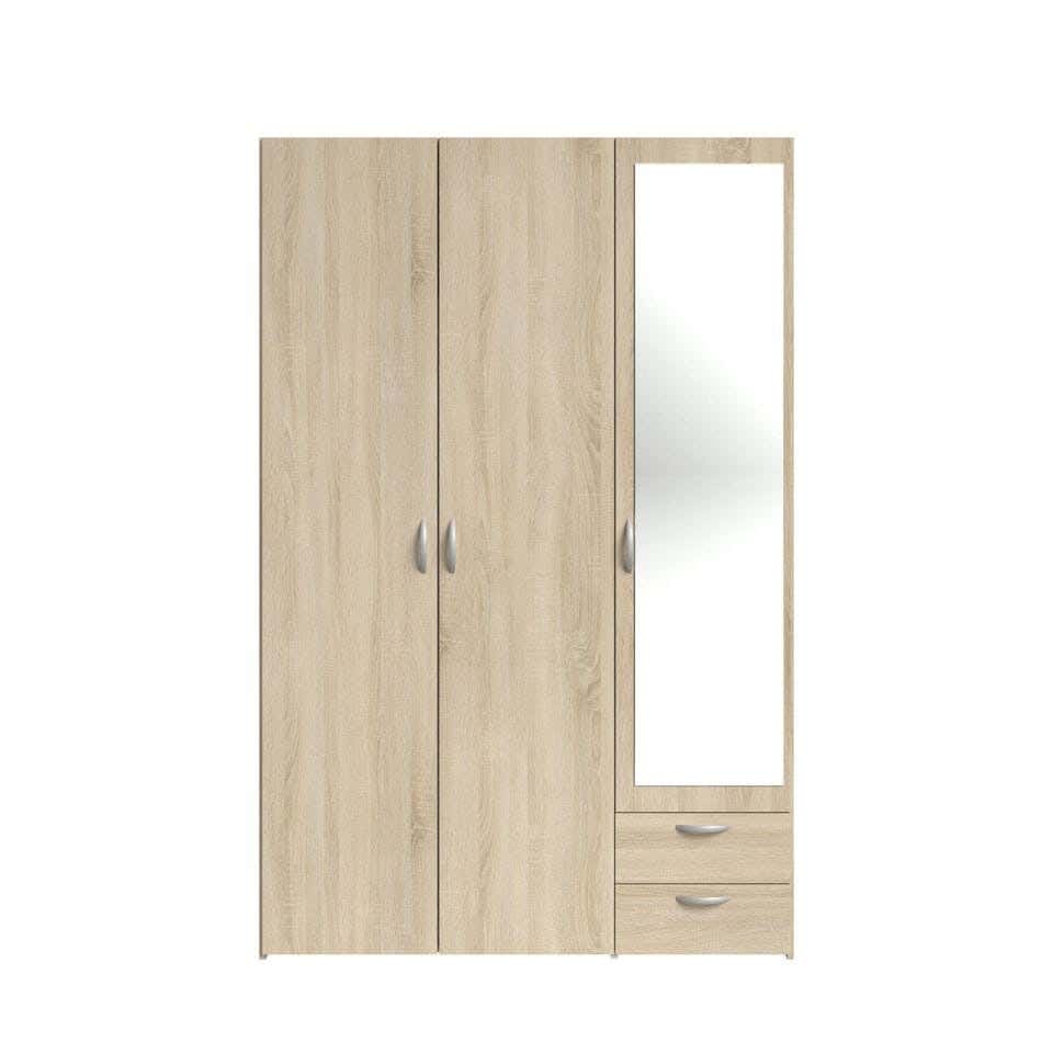MDF Wood Wardrobe 3 Door, 120x52x185 Cm - Beige