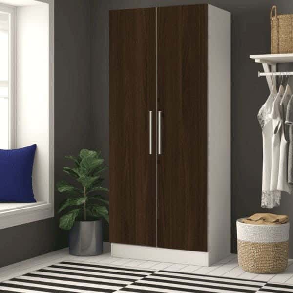 MDF Wood Wardrobe 2 Door, 80x50x180 Cm - Brown