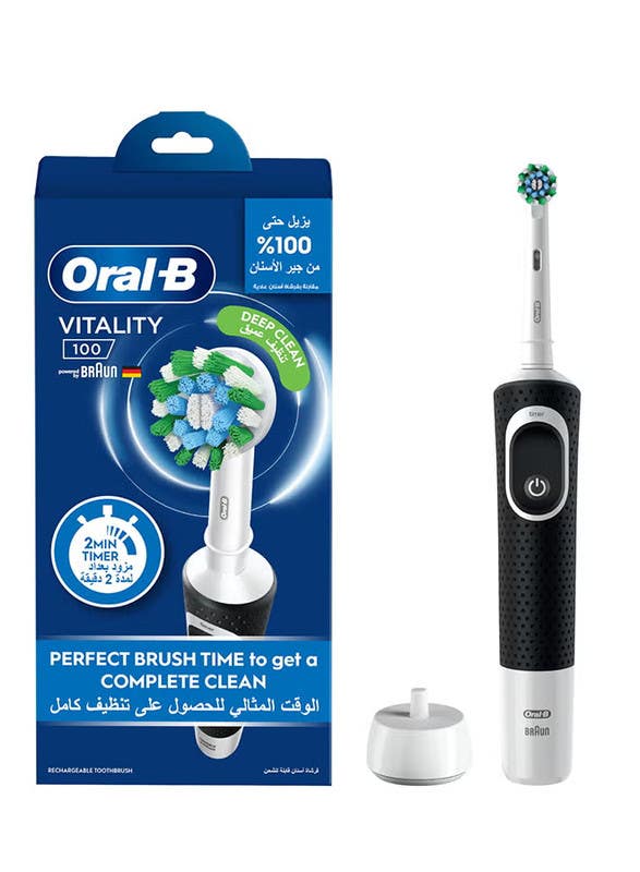 Oral-B Vitality 100 Electric Toothbrush for Adults,Plaque Removal, 2-Minute Smart Timer – Black