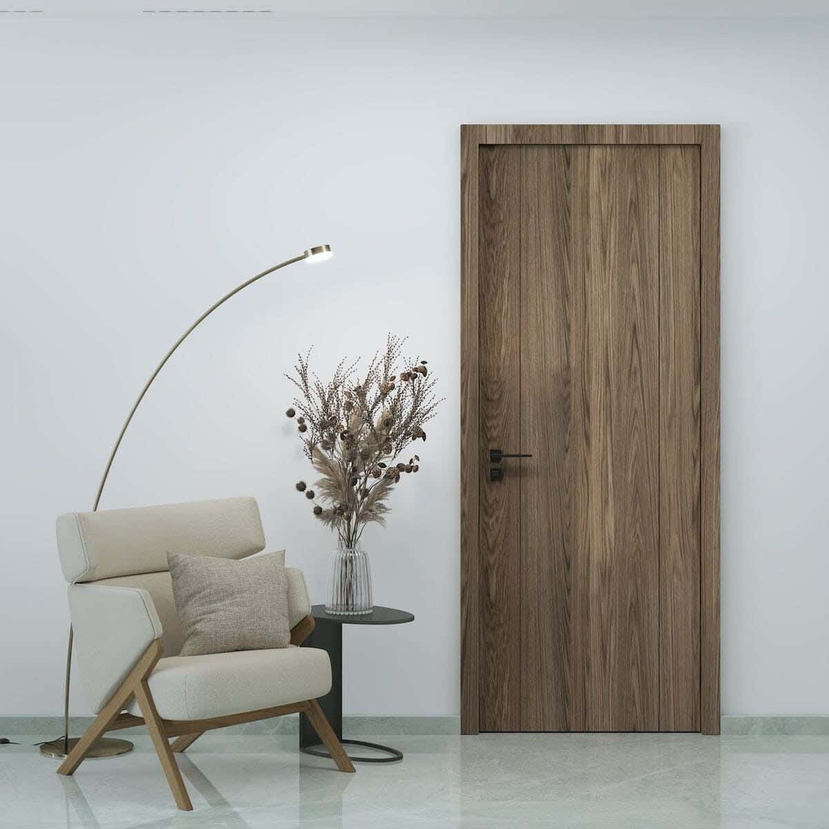 Pine Wood Room Door, 220X90 Cm - Brown