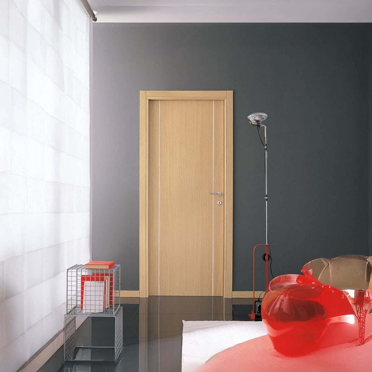 Pine Wood Room Door, 215 X 90 Cm - Beige