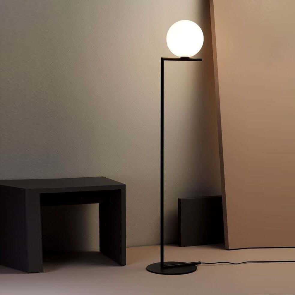 Barlast Floor Lamp, with Electro Static Paint, 1 Bulb - Black
