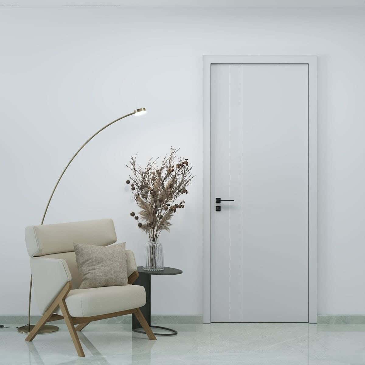 Pine Wood Room Door, 220X90 Cm - White