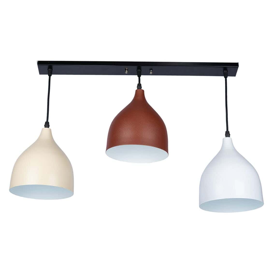 Steel Modern Chandelier, with Electro Static Paint, 3 Bulbs - Multicolor