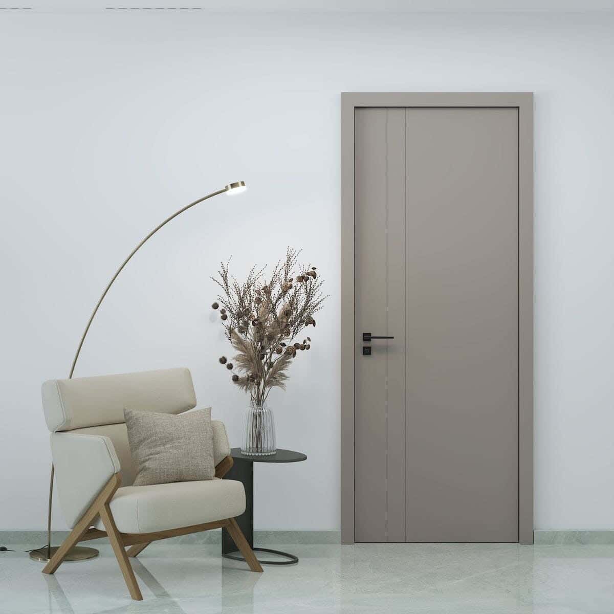 Pine Wood Room Door, 220X90 Cm - Beige