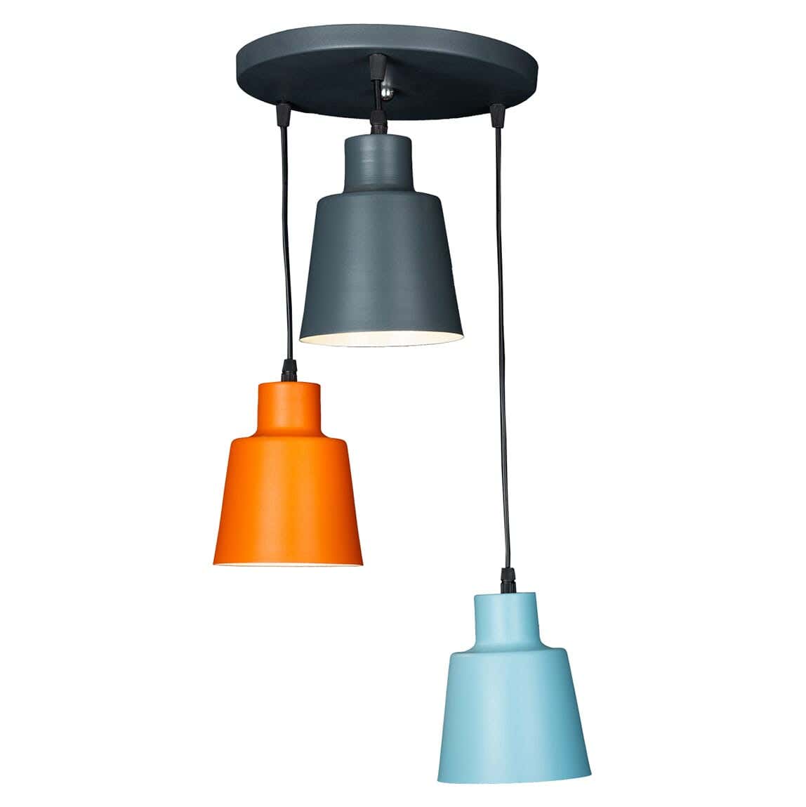 Steel Modern Chandelier, with Electro Static Paint, 3 Bulbs - Multicolor