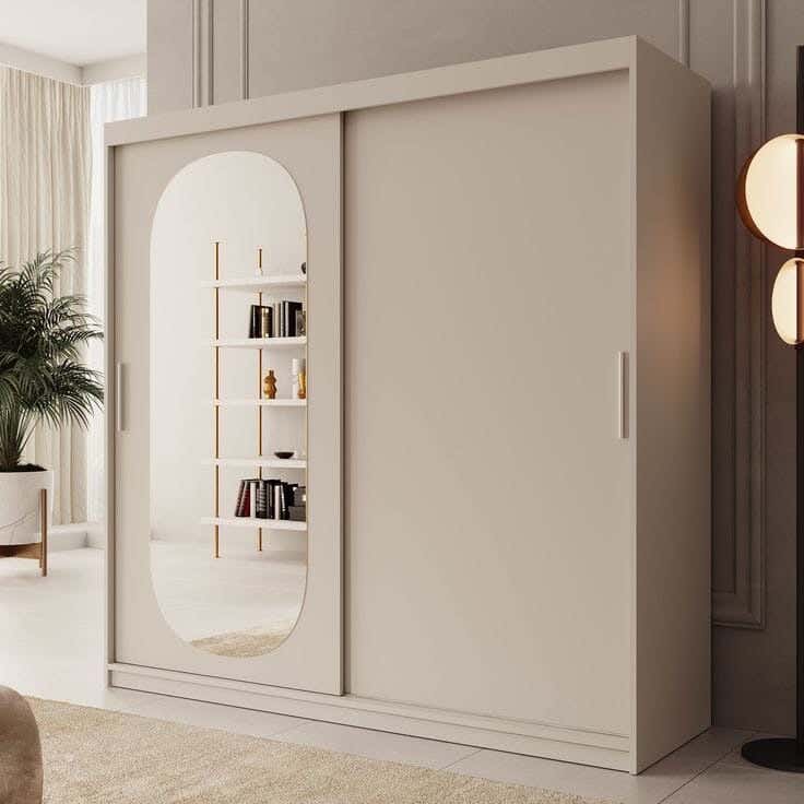 Sliding Wardrobe, Thai MDF Wood, 220×200×50 Cm - White
