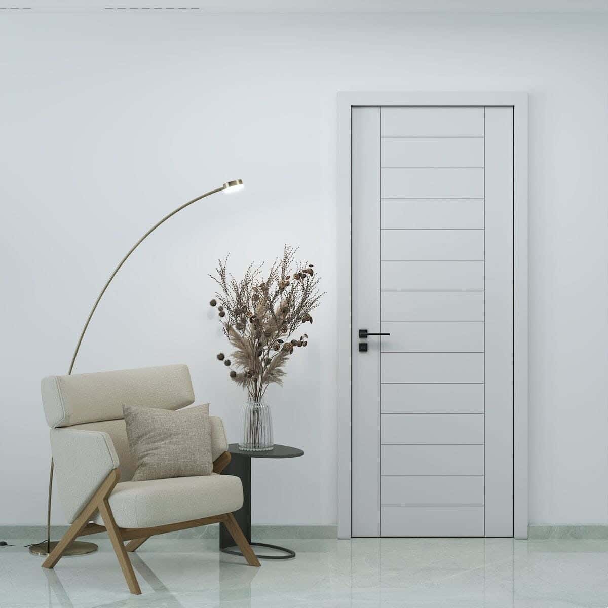 Pine Wood Room Door, 220X90 Cm - White
