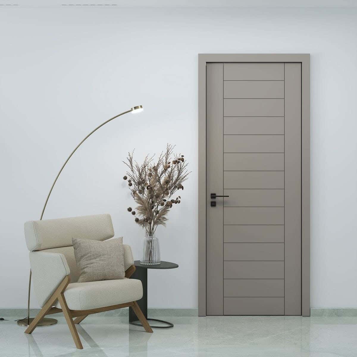 Pine Wood Room Door, 220X90 Cm - Beige