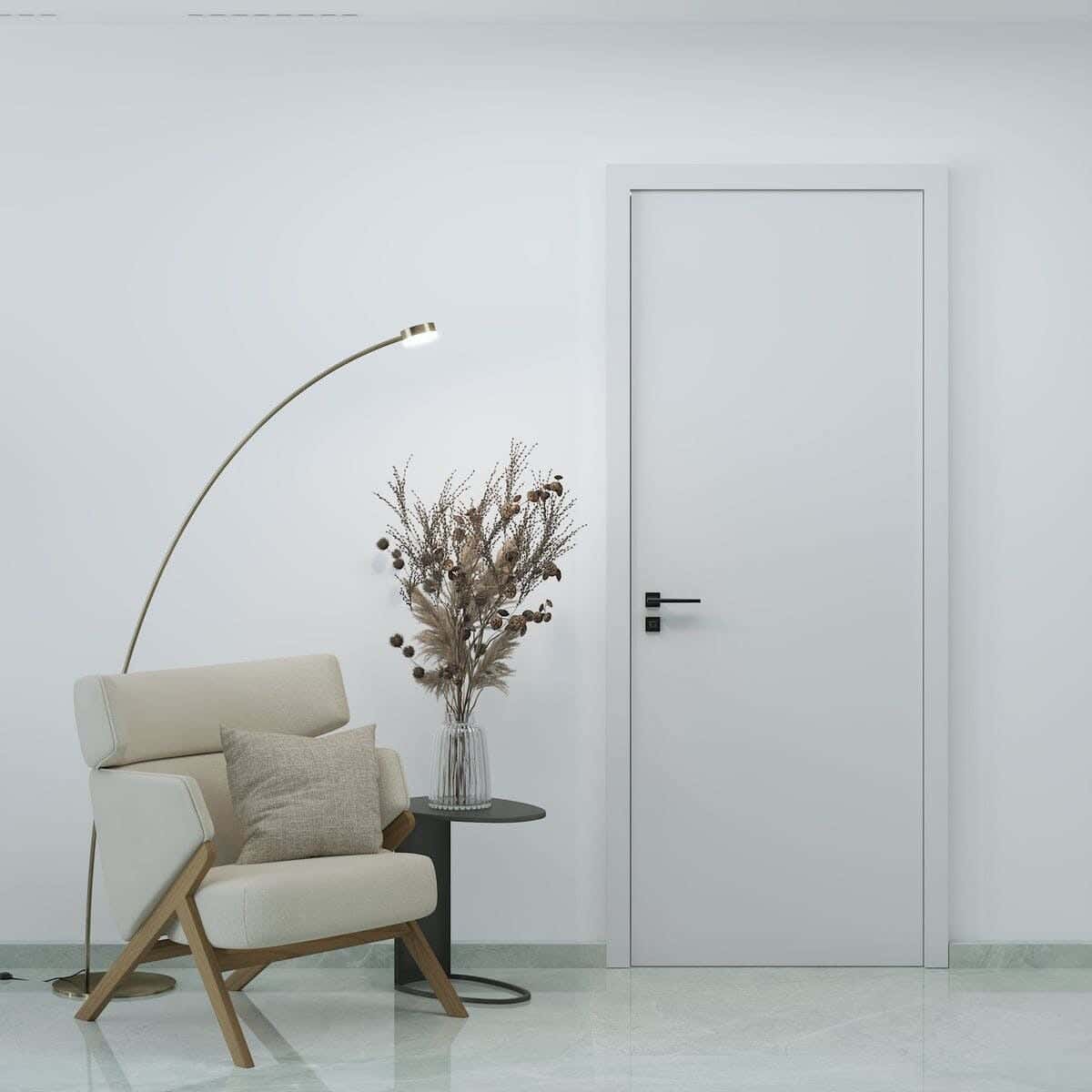 Pine Wood Room Door, 220X90 Cm - White