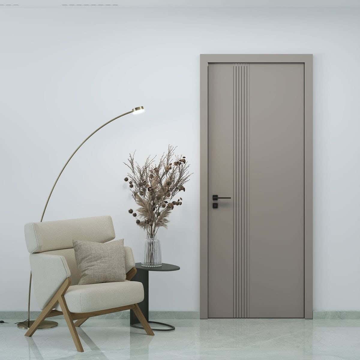 Pine Wood Room Door, 220X90 Cm - Beige