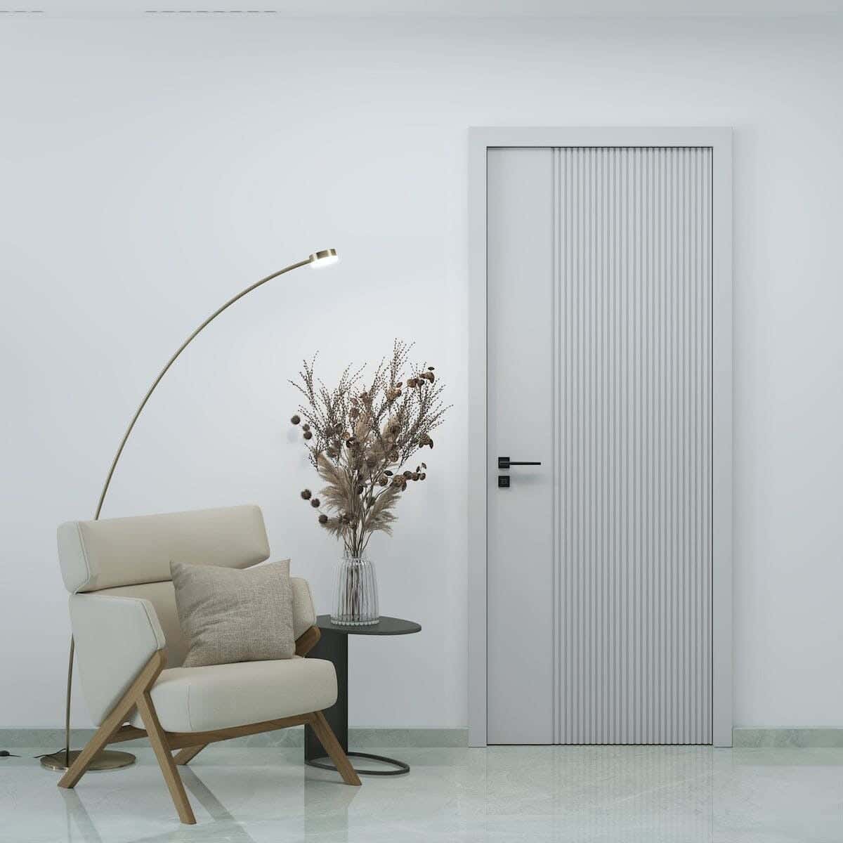 Pine Wood Room Door, 220X90 Cm - White