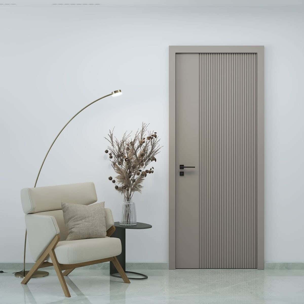 Pine Wood Room Door, 220X90 Cm - Beige