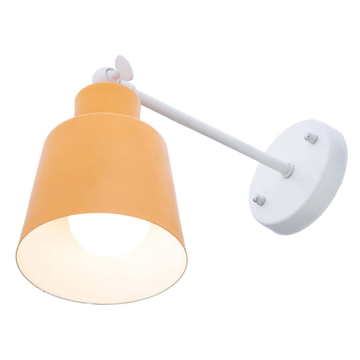 Steel Wall Light Hanging, with Electro Static Paint, 1 Bulb - White Orange