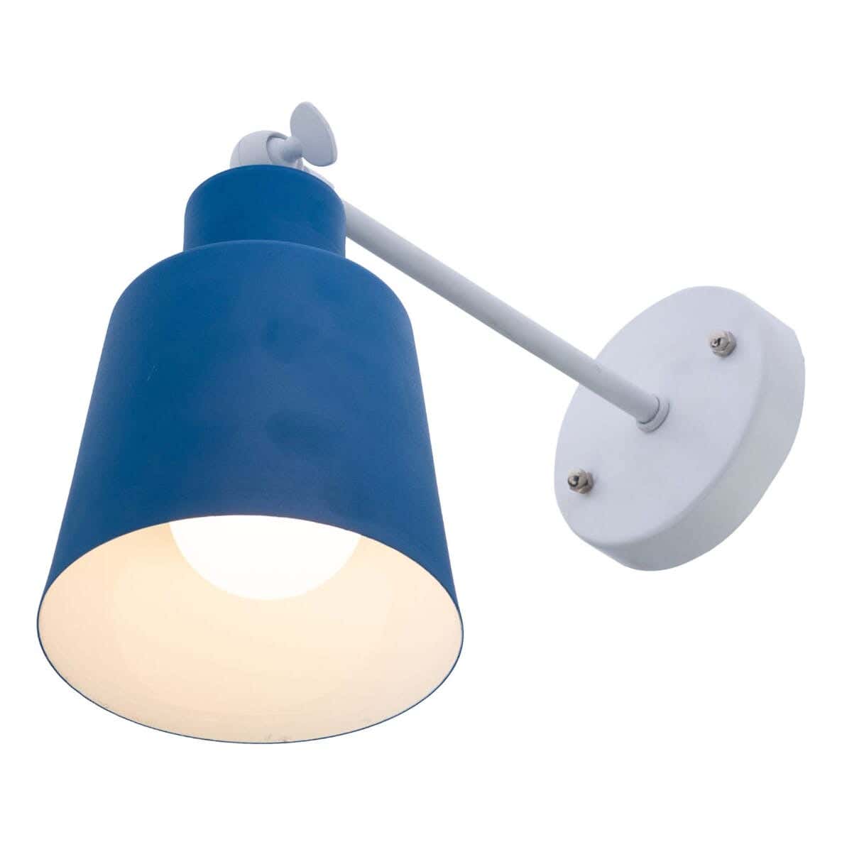 Steel Wall Light Hanging, with Electro Static Paint, 1 Bulb - White Blue