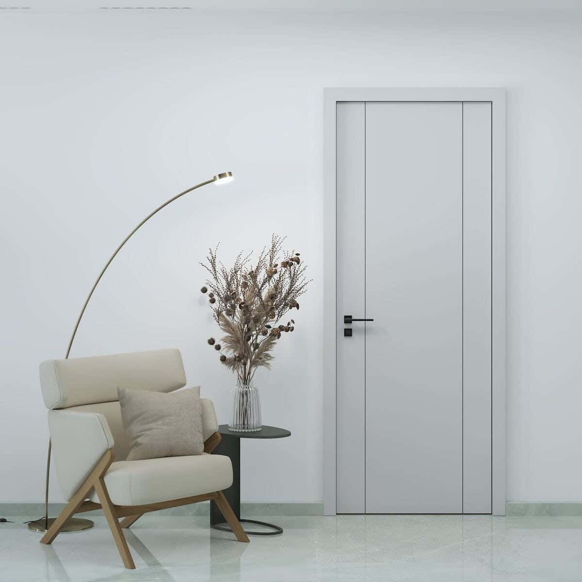 Pine Wood Room Door, 220X90 Cm - White