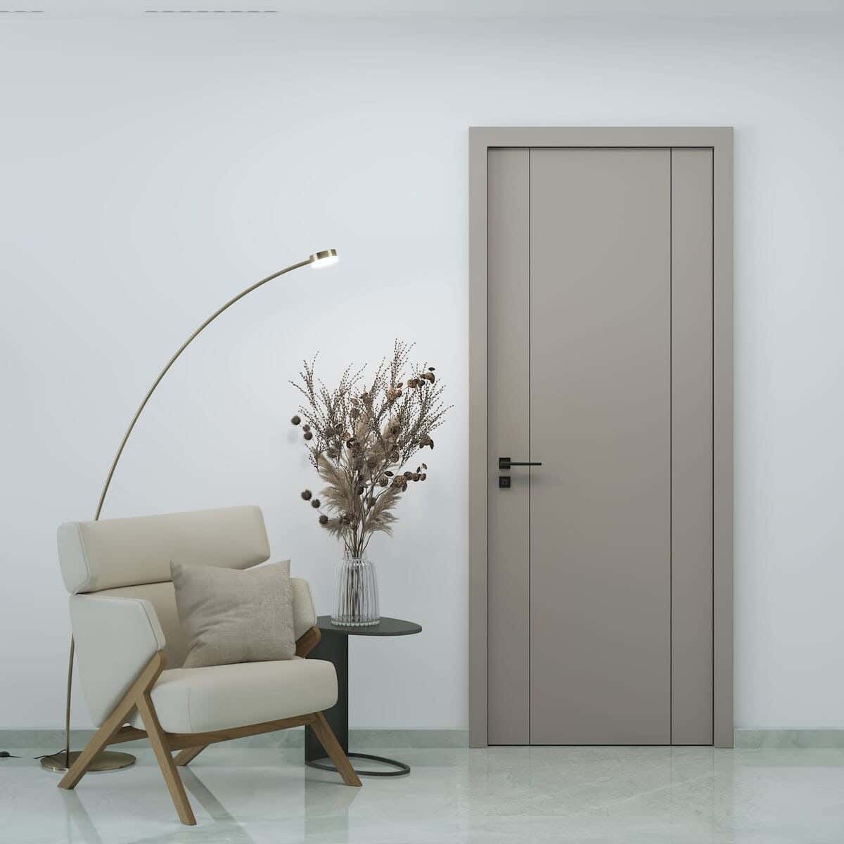 Pine Wood Room Door, 220X90 Cm - Beige