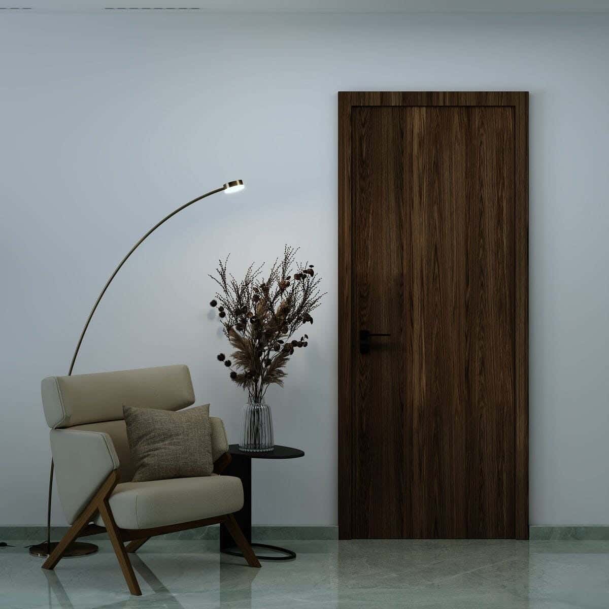 Pine Wood Room Door, 220X90 Cm - Brown