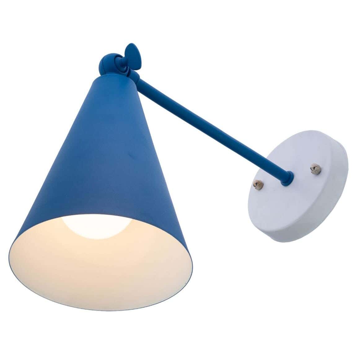 Steel Wall Light Hanging, with Electro Static Paint, 1 Bulb - White Blue