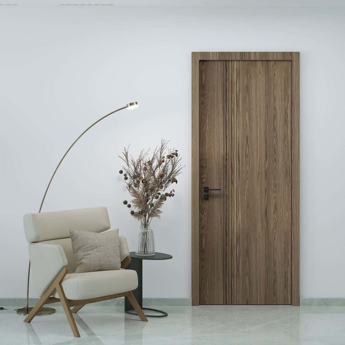 Pine Wood Room Door, 220X90 Cm - Brown