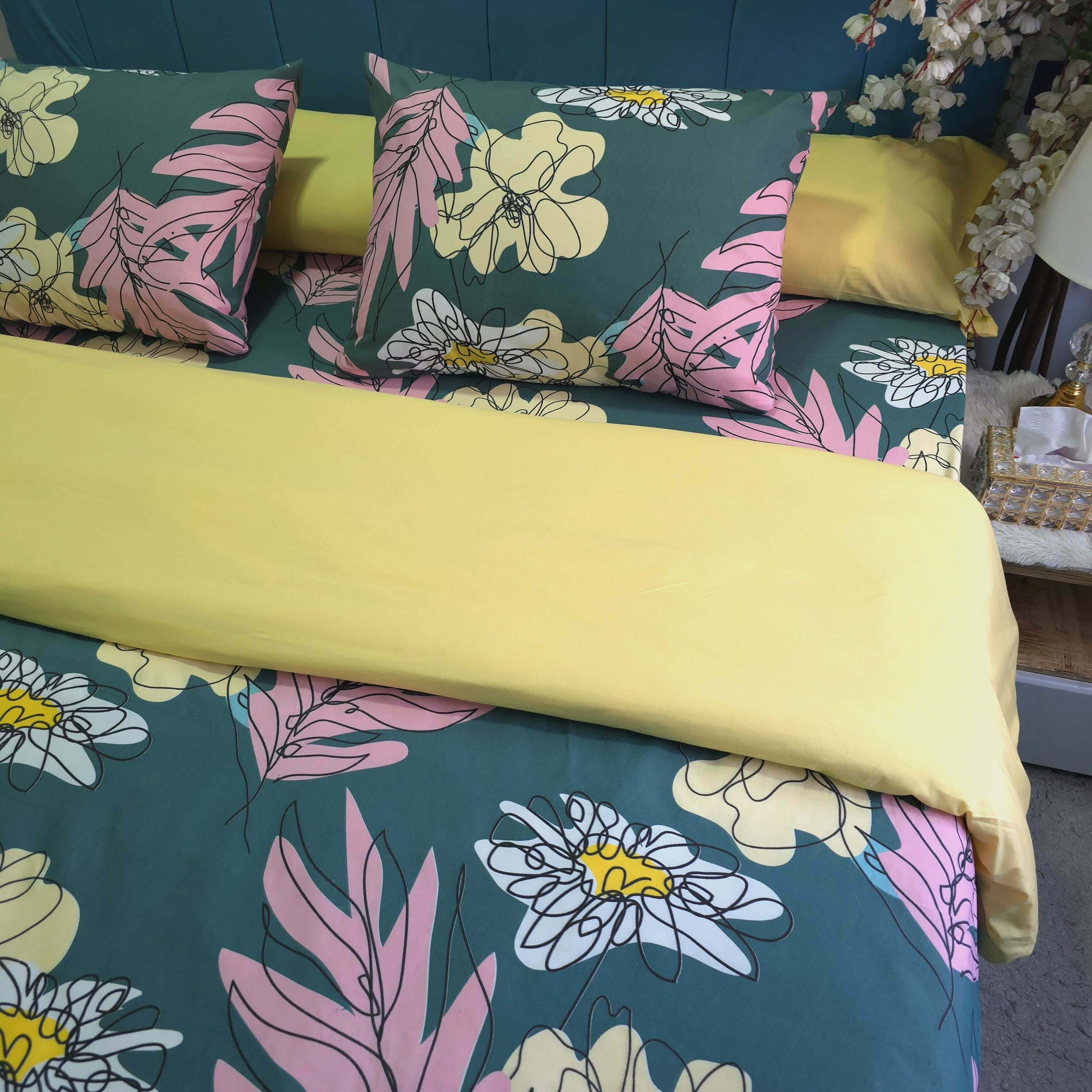 Golden Bed High-Quality Cotton Duvet Cover 230x240 CM Suitable for Large Bed - Yellow