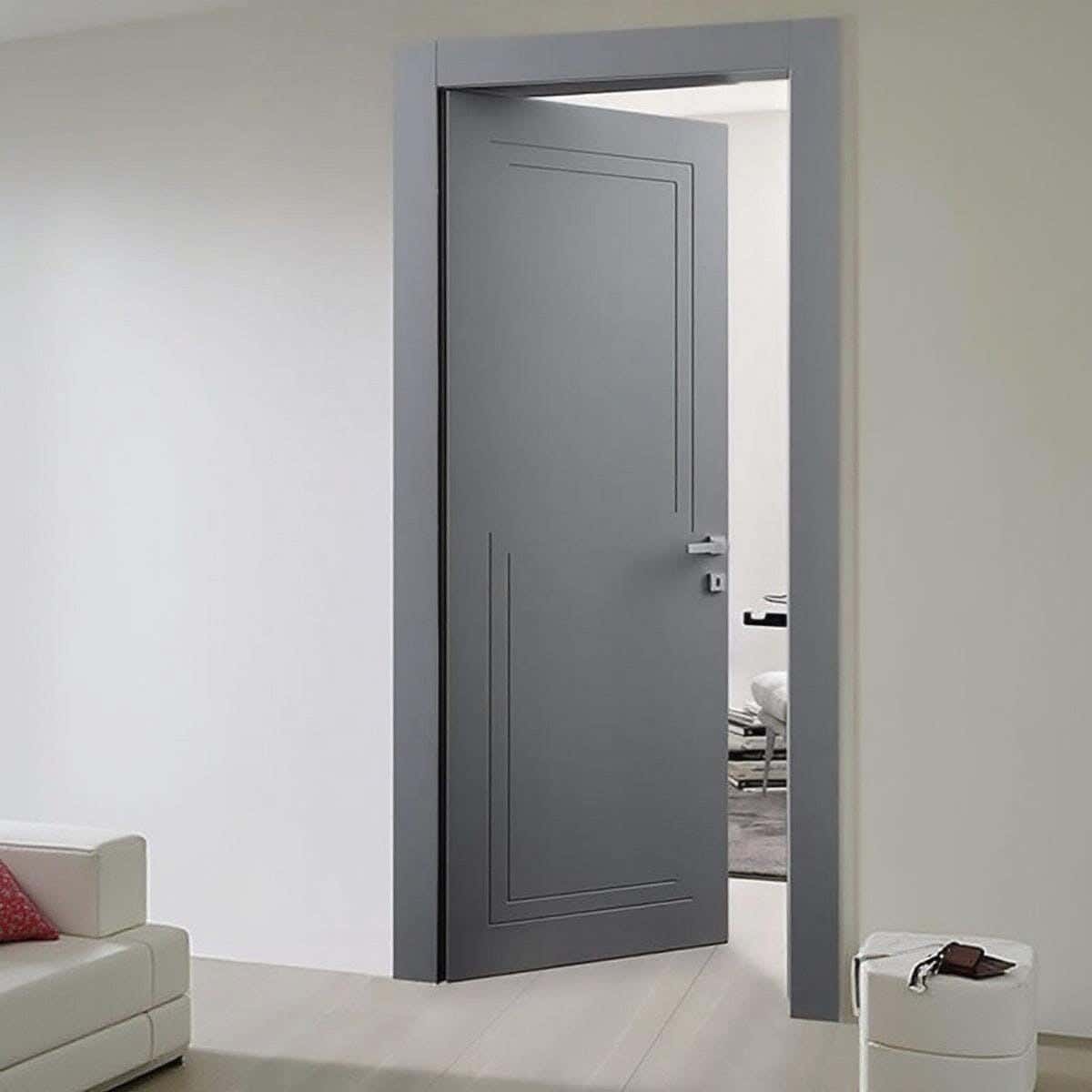 Pine Wood And MDF Room Door, 220X90 Cm - Grey