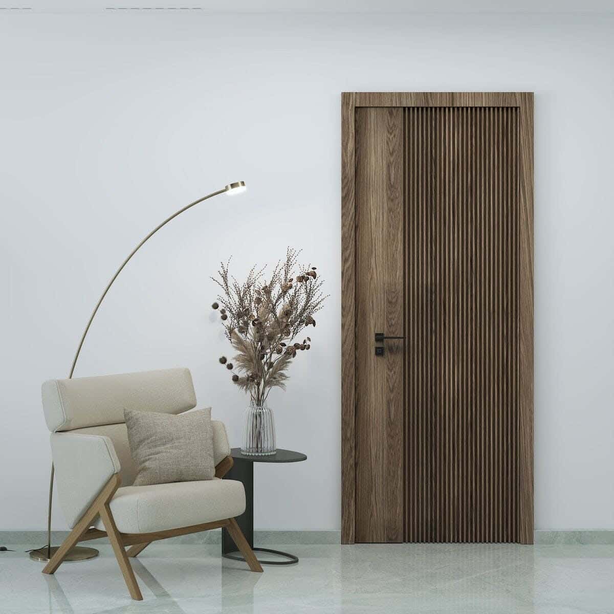Pine Wood Room Door, 220X90 Cm - Brown