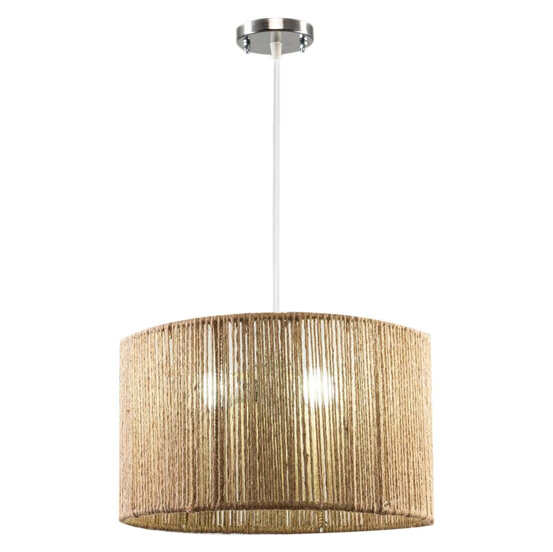 Steel Modern Chandelier, with Electro Static Paint, 3 Bulbs - Beige Silver