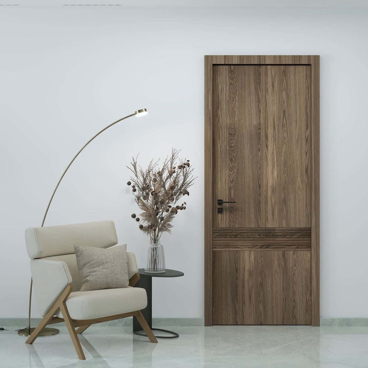 Pine Wood Room Door, 220X90 Cm - Brown