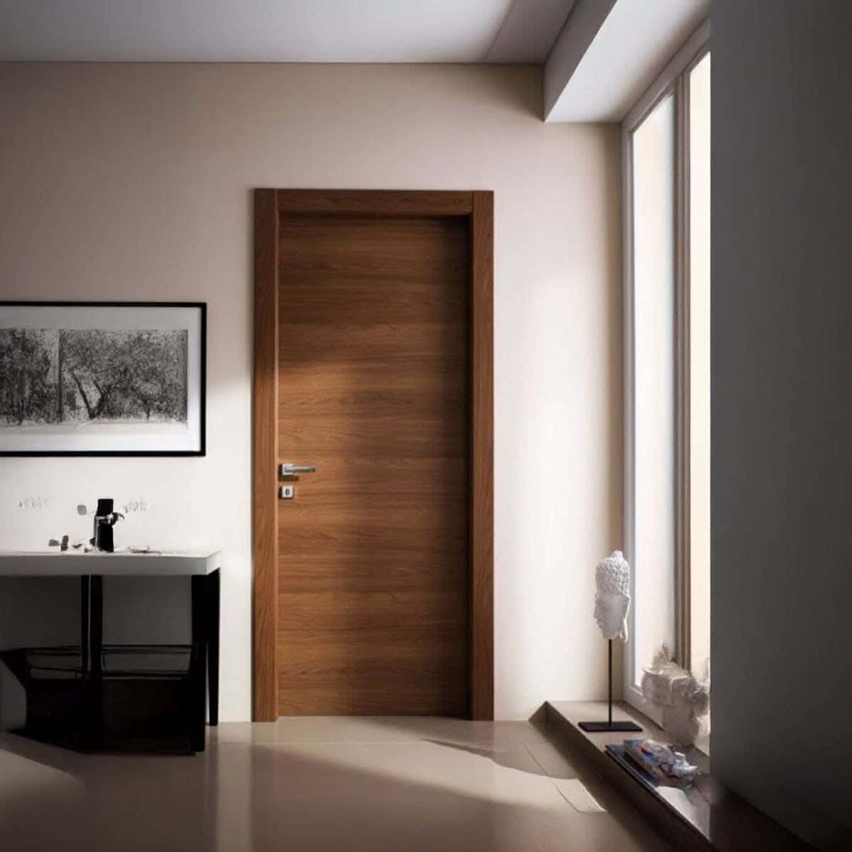 Pine Wood Room Door, 215 X 90 Cm - Brown