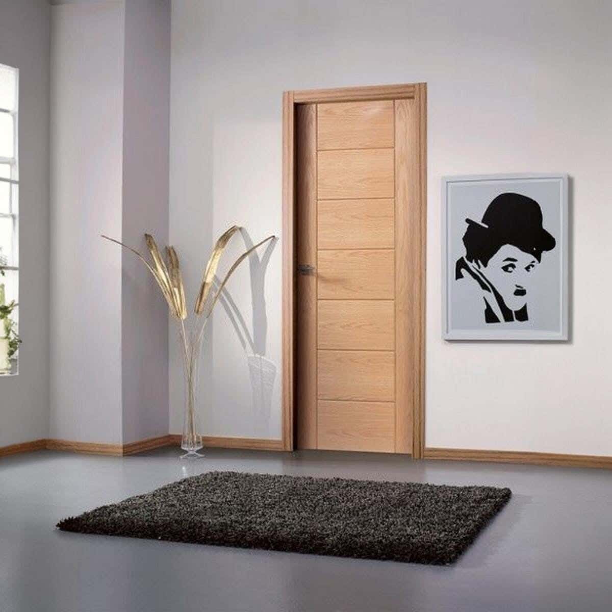 Pine Wood Room Door, 215 X 90 Cm - Beige