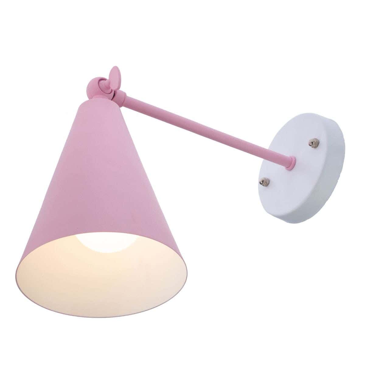 Steel Wall Light Hanging, with Electro Static Paint, 1 Bulb - White Pink
