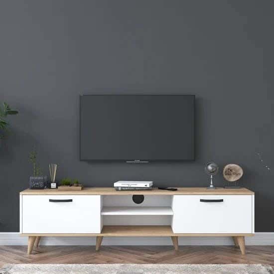 MDF Wood TV Table, 160 ×40 ×40 cm - Beige White