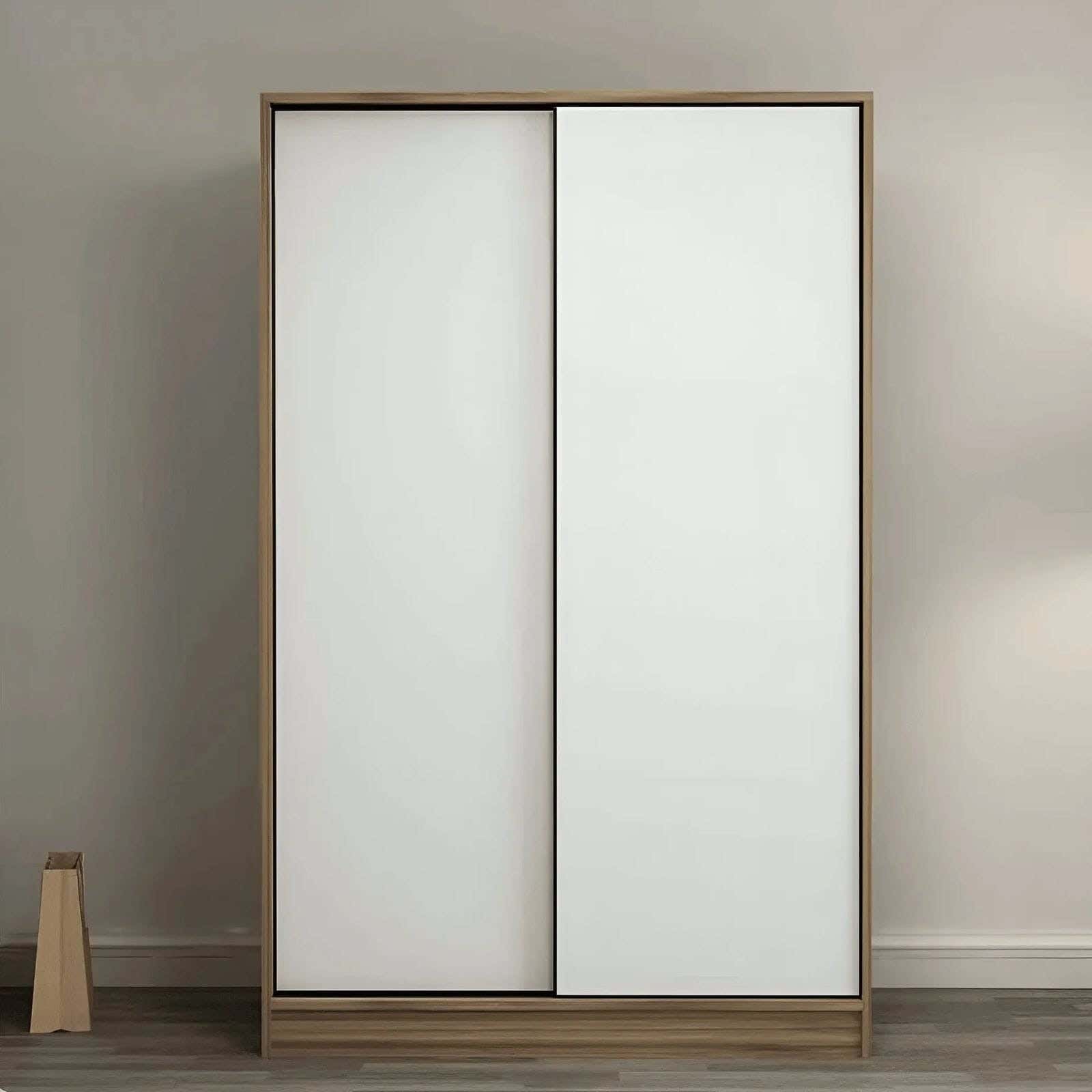 MDF Wood Wardrobe, 120 X 180 X 40 Cm, Six Shelves + Hanger - Beige
