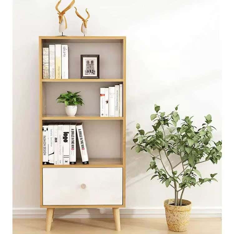 MDF Wood Shelving Unit, 60 × 180 × 30 Cm - White Beige