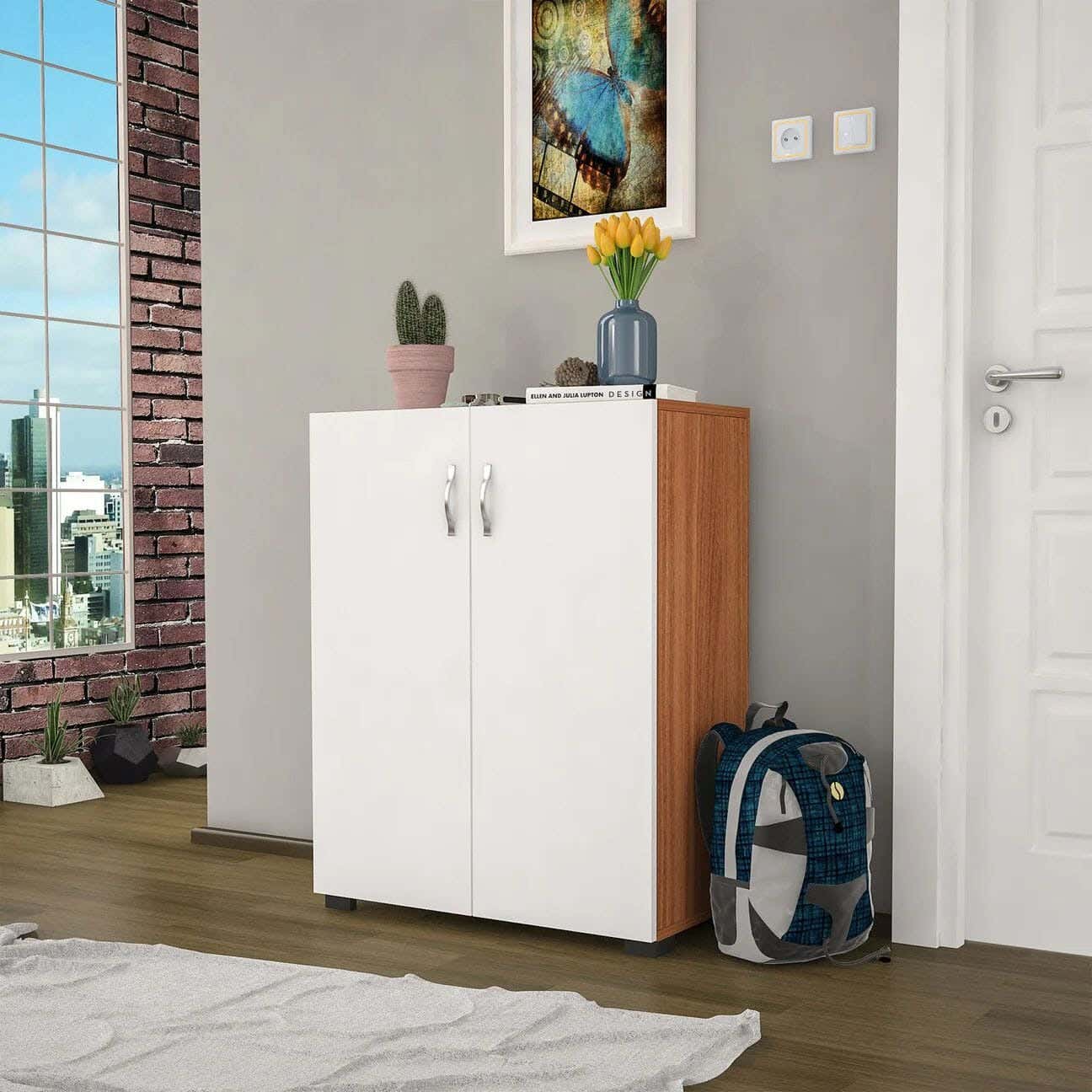 MDF Wood Shoe Organzer, 90 × 80 × 30 Cm - White