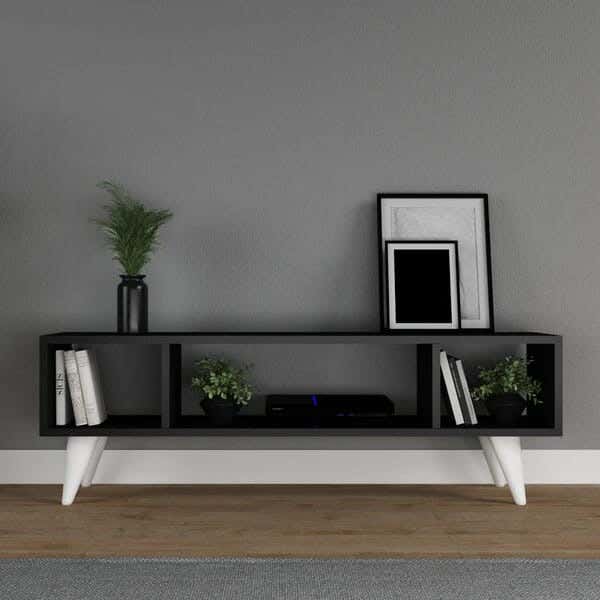 MDF Wood TV Table, 120 ×40 ×40 cm - Black White