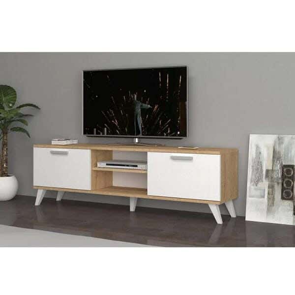 MDF Wood TV Table, 160 ×40 ×40 cm - Beige White