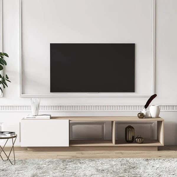 MDF Wood TV Table, 160 ×40 ×40 cm - Beige White