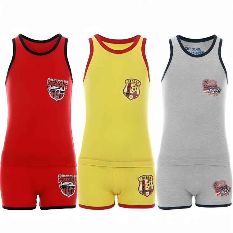 Boys' Cotton Underwear Set, 3 Pieces - Multicolor