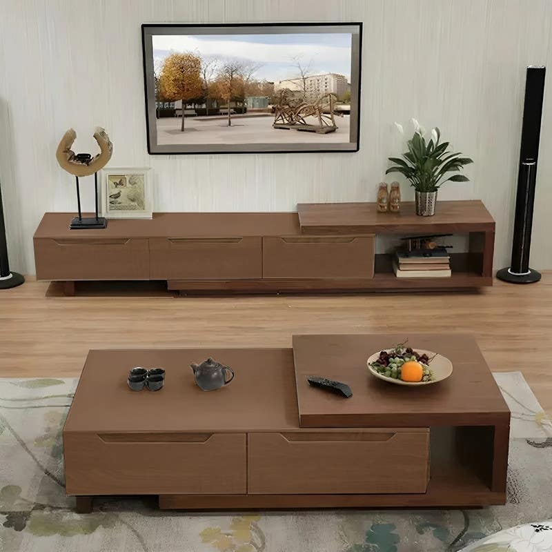TV And Center Table Set MDF Wood, 180×40×40 cm - Brown