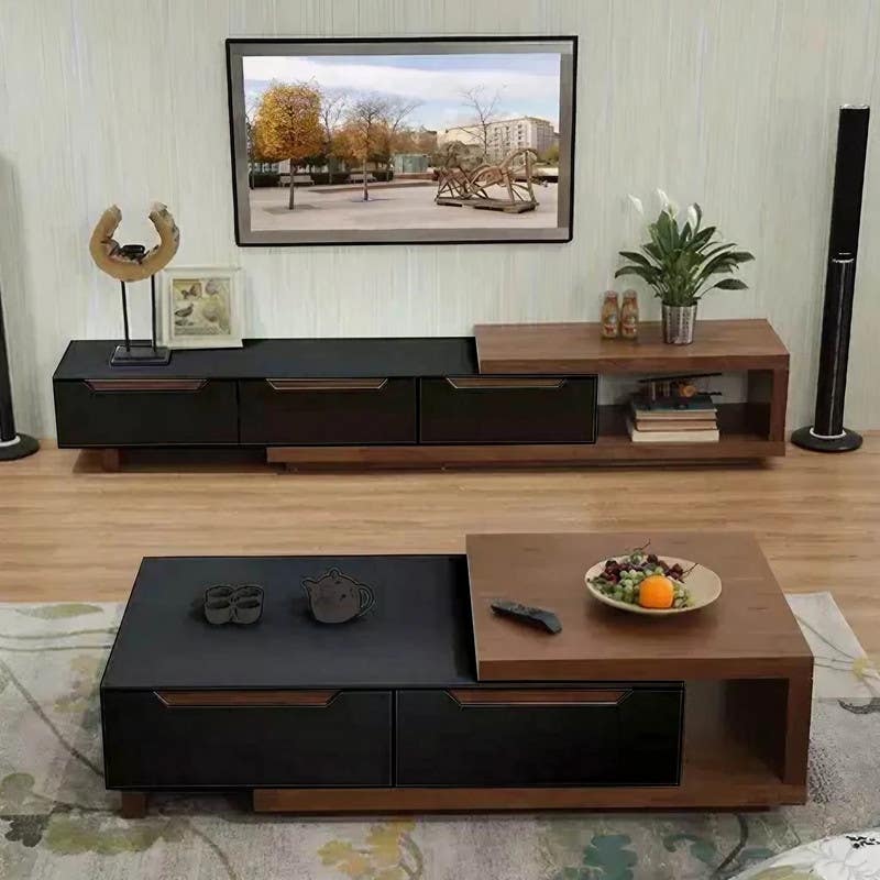 TV And Center Table Set MDF Wood, 180×40×40 cm - Black Brown
