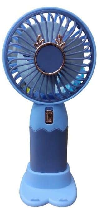 USB Rechargeable Portable Pocket Fan, 250 mAh - Blue
