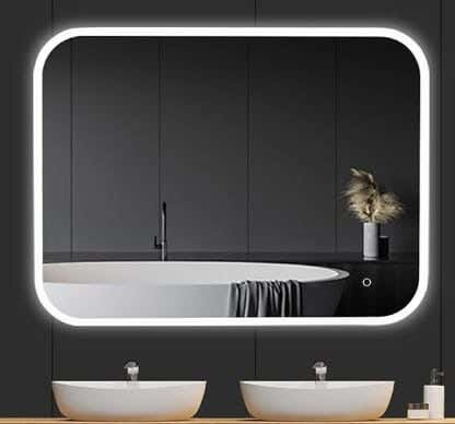 Circular Glass Mirror, 80x60 cm, White LED