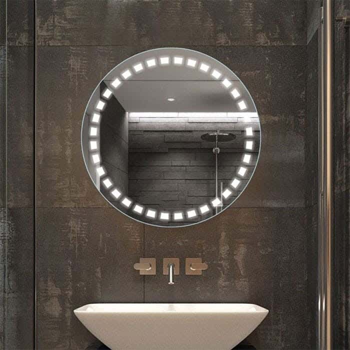 Round Glass Mirror, 60x60 cm, White LED