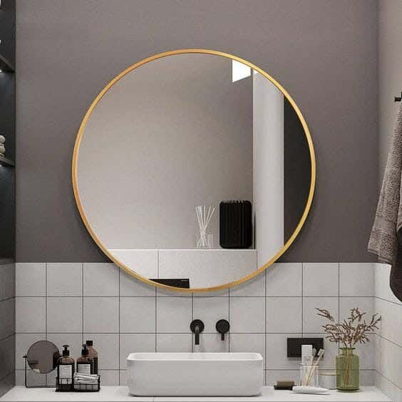Round Glass Mirror, 60x60 cm, Gold Frame