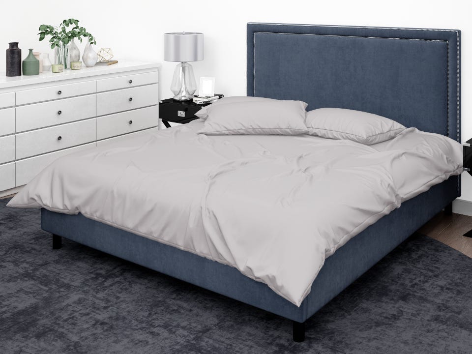Bed N Home Cotton Duvet Cover Set, 240×260 cm - Light Grey