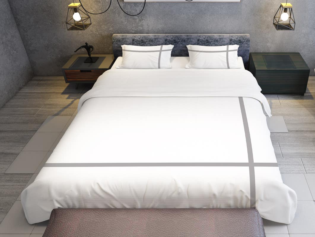 Bed N Home Cotton Duvet Cover Set, 220×180 cm - White Grey